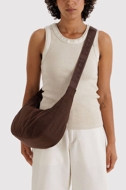 BAGGU Medium Nylon Crescent Bag Coffee