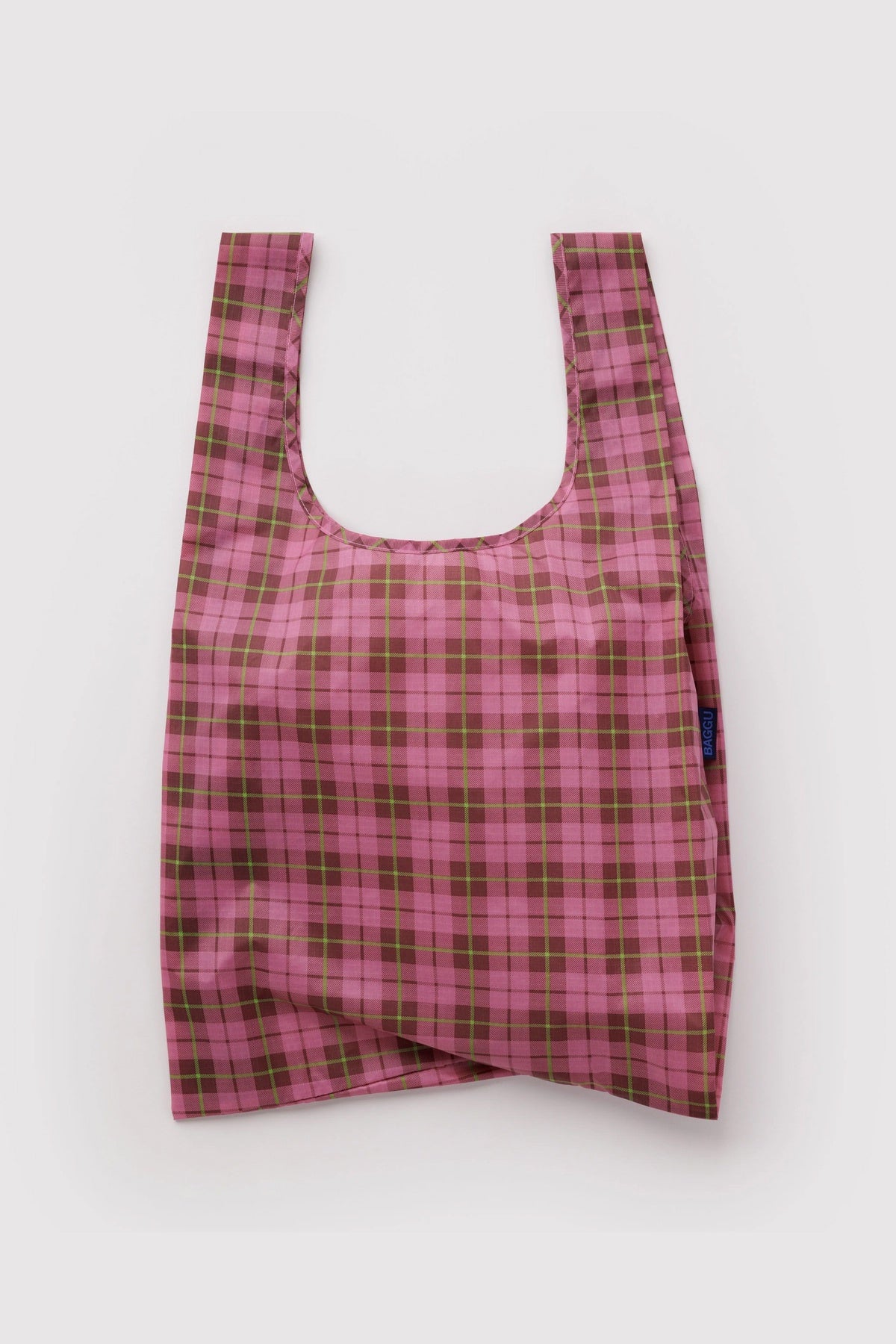 BAGGU Standard Tote Azalea Pink Tartan
