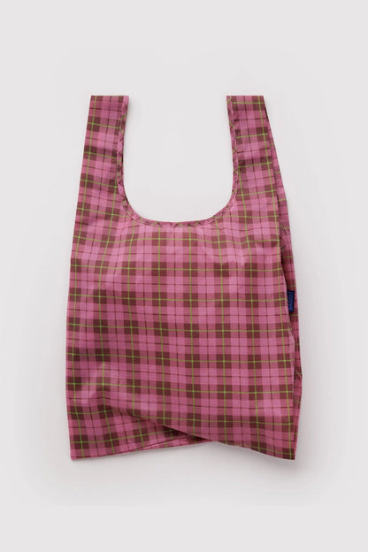 BAGGU Standard Tote Azalea Pink Tartan