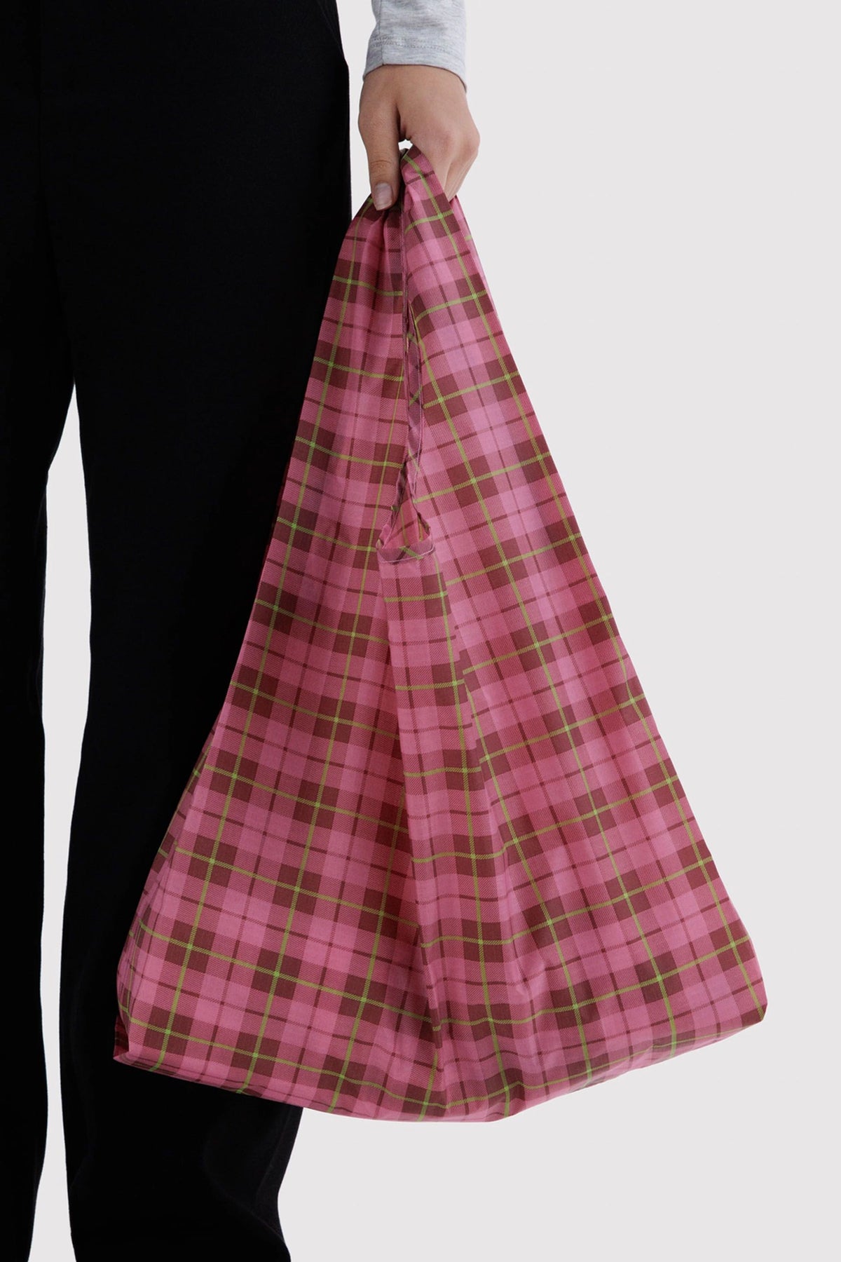 BAGGU Standard Tote Azalea Pink Tartan