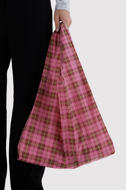 BAGGU Standard Tote Azalea Pink Tartan
