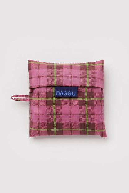 BAGGU Standard Tote Azalea Pink Tartan