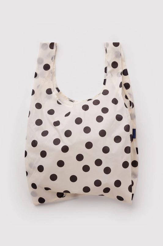 BAGGU Standard Tote Cream and Black Polka Dot