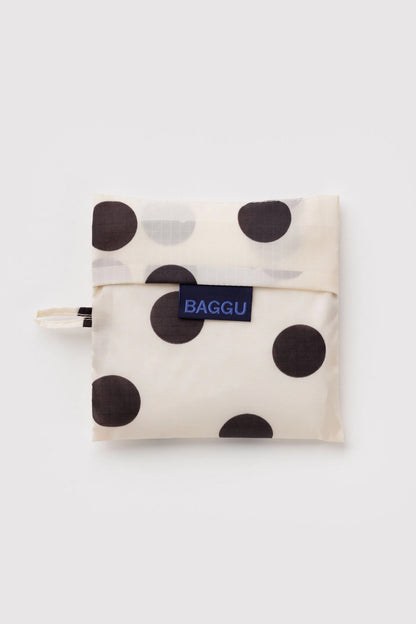 BAGGU Standard Tote Cream and Black Polka Dot