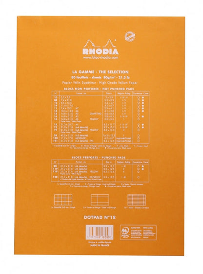 Rhodia No. 18 A4 Notepad - Orange, Dot Grid