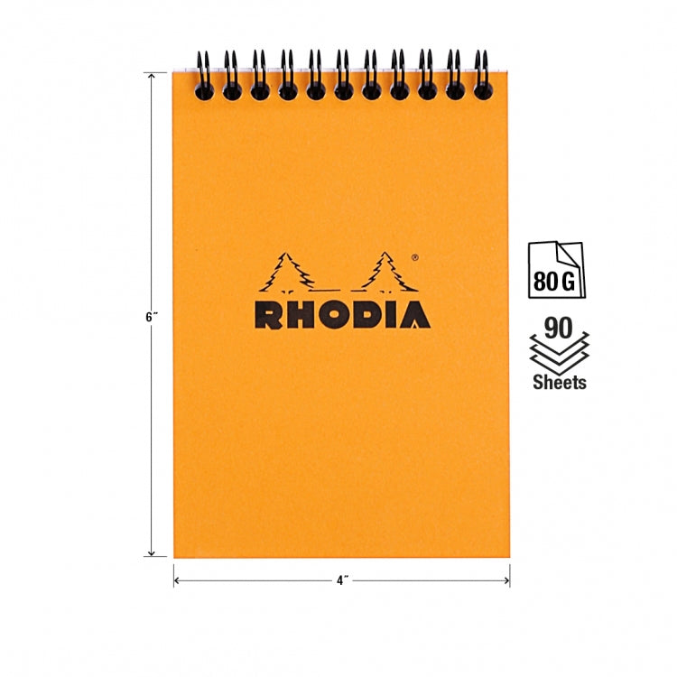 Rhodia No. 13 A6 Spiralbound Notepad - Orange, Graph