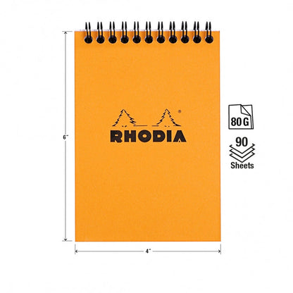 Rhodia No. 13 A6 Spiralbound Notepad - Orange, Graph